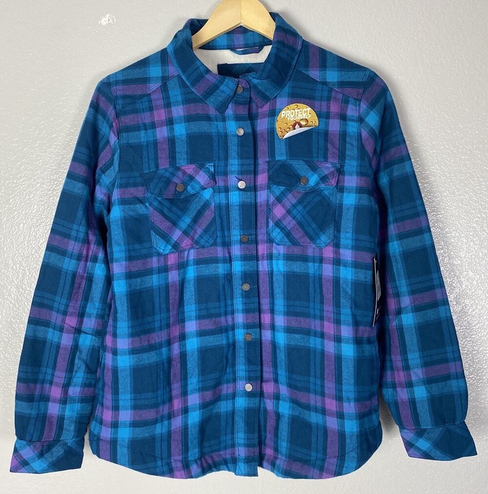 $85 Rustic Ridge Men's Size Small Blue/Purple Flannel Plaid Sherpa Lined Jacket